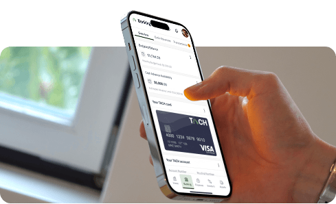 TACH mobile app showing account and card