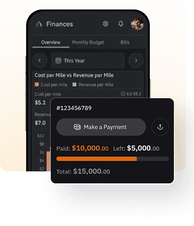 TACH Finances dashboard and payment screen